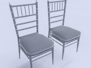 gold white chair 3D Model