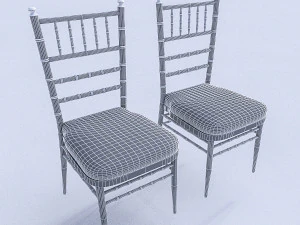 gold white chair 3D Model