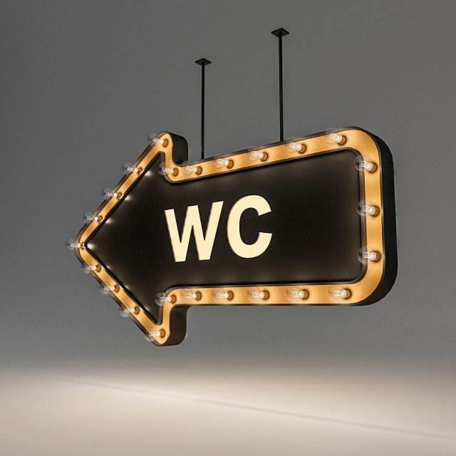 light bulb loft wc signage Modelo 3D .c4d .max .obj .3ds .fbx .stl .blend 