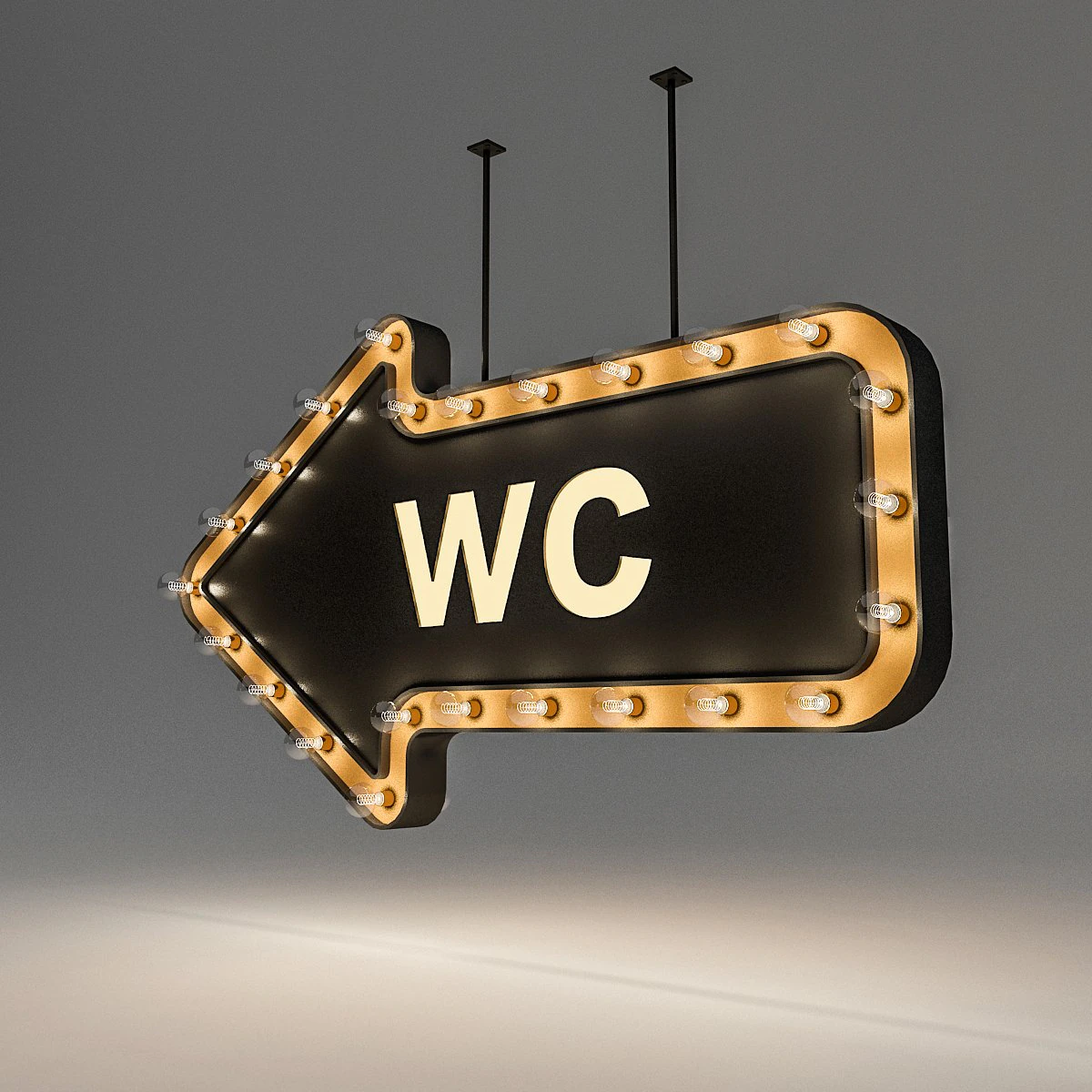 light bulb loft wc signage 3D Model .c4d .max .obj .3ds .fbx .stl .blend