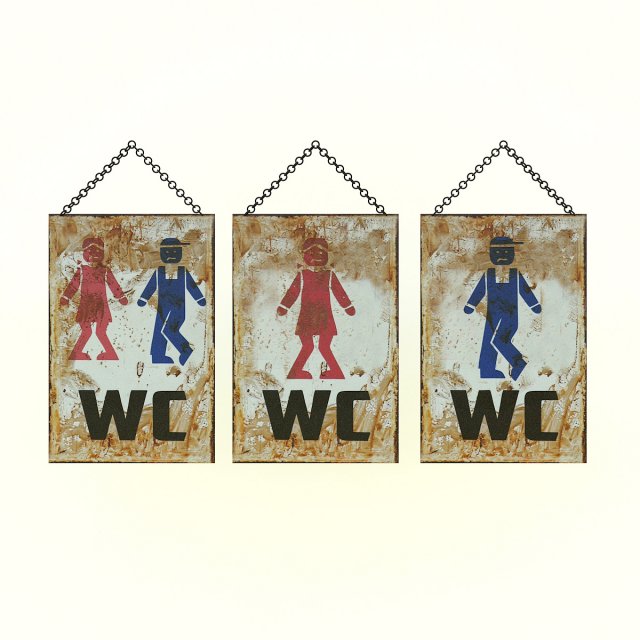 dirty wc sign 3D मॉडल .c4d .max .obj .3ds .fbx .stl .blend 