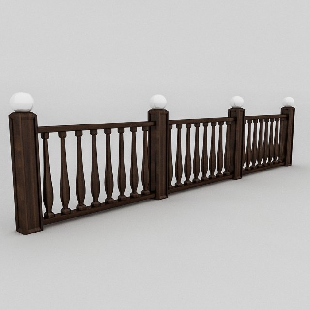wood railing 1 3D 模型 .c4d .max .obj .3ds .fbx .stl .blend 