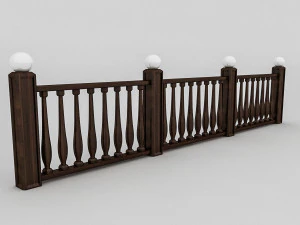 деревянные перила 1 3D Модель