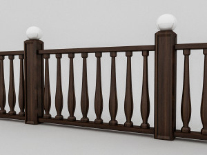 wood railing 1 3D 模型
