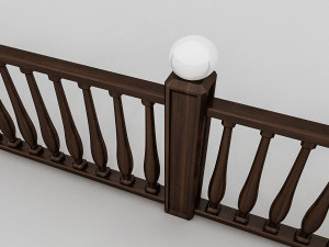 wood railing 1 3D 模型