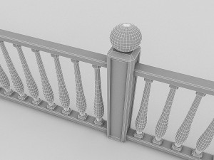 wood railing 1 3D 模型