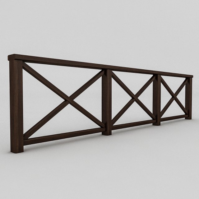 wood railing 3 3D Model .c4d .max .obj .3ds .fbx .stl .blend 