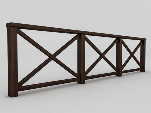 wood railing 3 3D Model