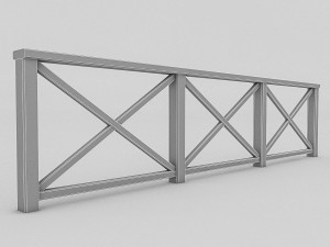 wood railing 3 3D Model