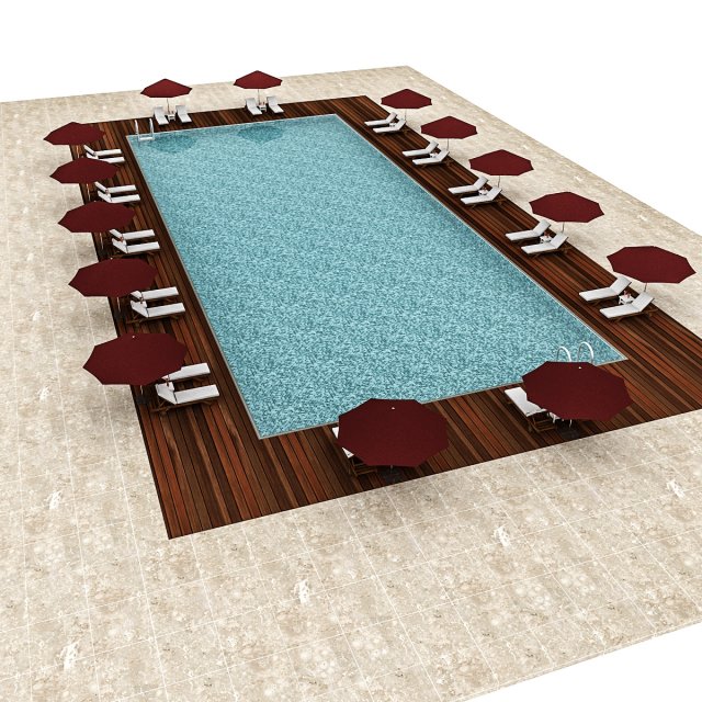 swimming pool 3D Model .c4d .max .obj .3ds .fbx .stl .blend 