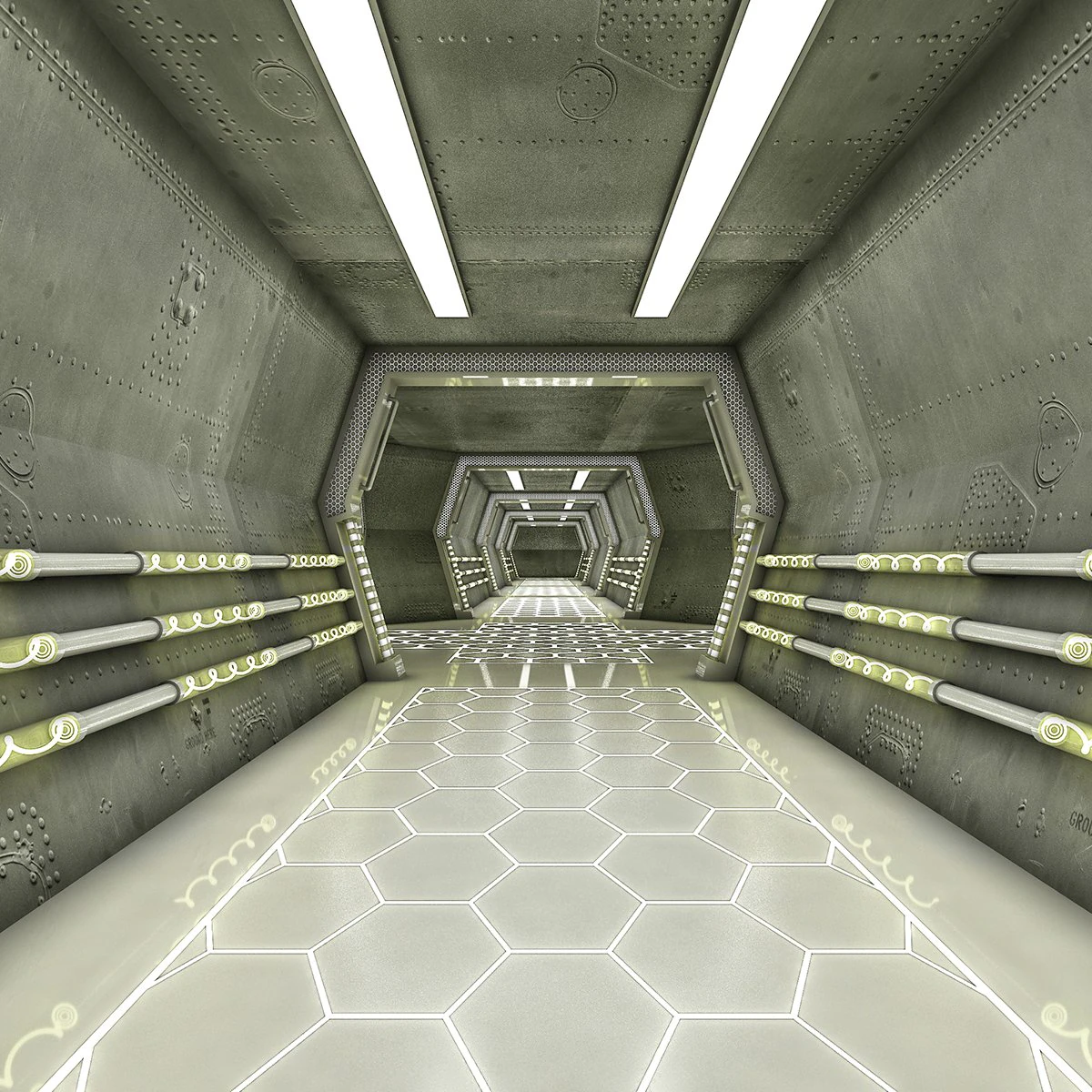 sci fi modes corridor 3D Model .c4d .max .obj .3ds .fbx .stl .blend 