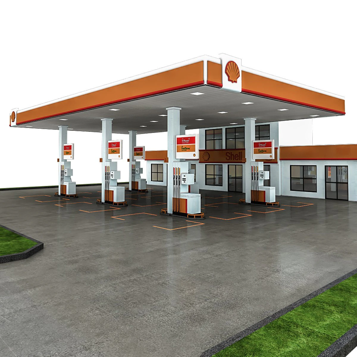 3d gas station 3D Model .c4d .max .obj .3ds .fbx .stl .blend
