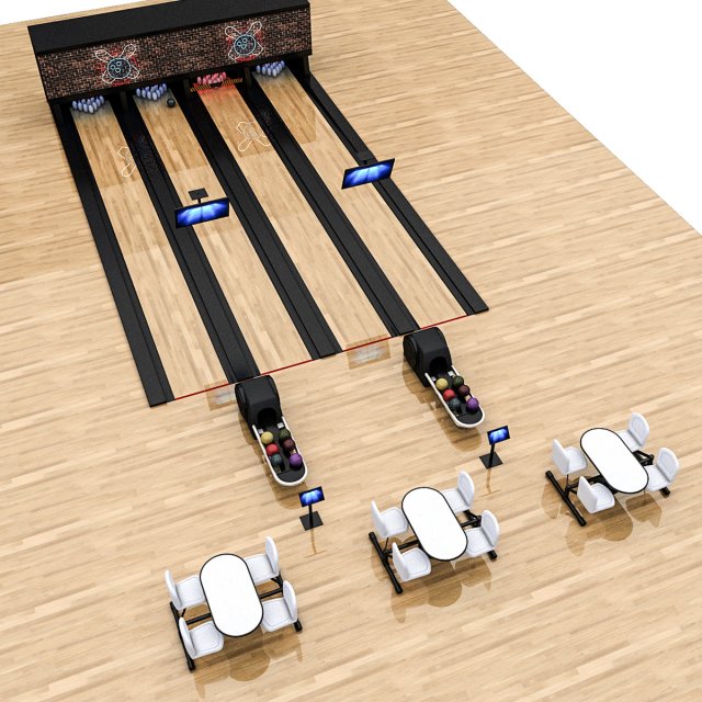 bowling alley 3D Model .c4d .max .obj .3ds .fbx .stl .blend 