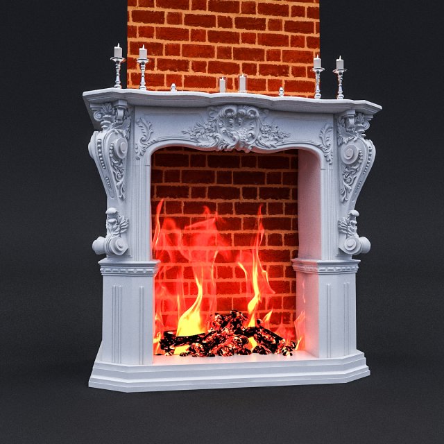 classic fireplace 3D Model .c4d .max .obj .3ds .fbx .stl .blend 