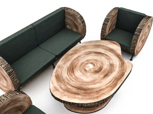 wooden garden furniture package 3D Модель