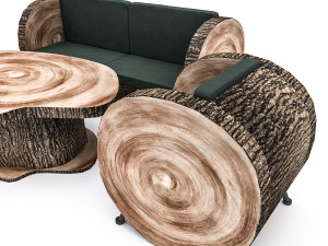 wooden garden furniture package 3D Модель