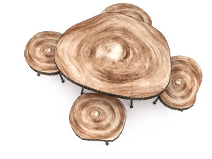 wooden garden furniture package 3D Модель