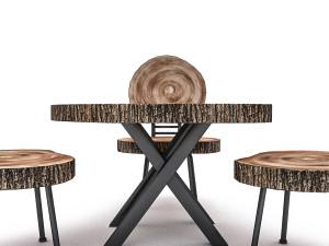 wooden garden furniture package 3D Модель