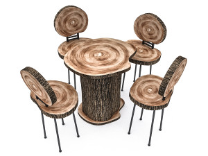 wooden garden furniture package 3D Модель