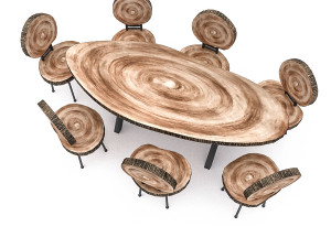wooden garden furniture package 3D Модель