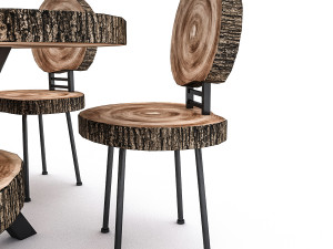 wooden garden furniture package 3D Модель