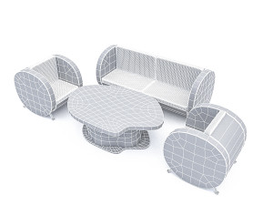wooden garden furniture package 3D Модель