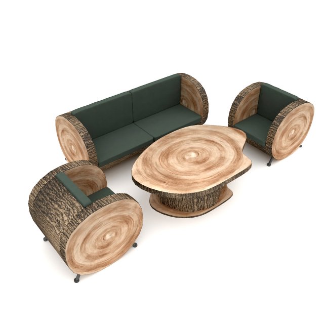 wood table chair furniture 01 3D Modell .c4d .max .obj .3ds .fbx .stl .blend