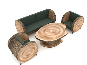 wood table chair furniture 01 3D मॉडल