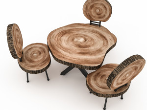 wooden garden furniture 02 3D Model