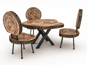 wooden garden furniture 02 Model 3D