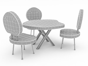 wooden garden furniture 02 Model 3D