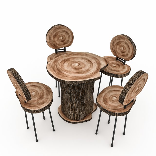 wooden garden furniture 04 3D Model .c4d .max .obj .3ds .fbx .stl .blend 