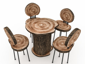 wooden garden furniture 04 3D Model