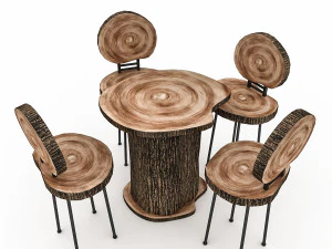 деревянная садовая мебель 04 3D Модель