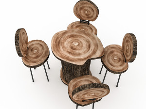wooden garden furniture 04 3D Model