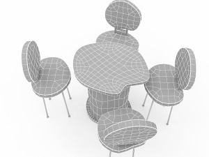 wooden garden furniture 04 3D Model