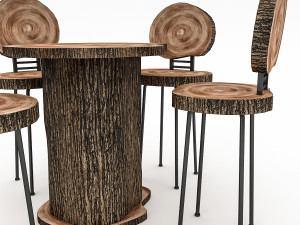 wooden garden furniture 04 3D Model