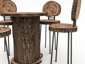 wooden garden furniture 04 3D Model