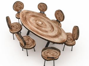 wooden garden furniture 05 3D Model