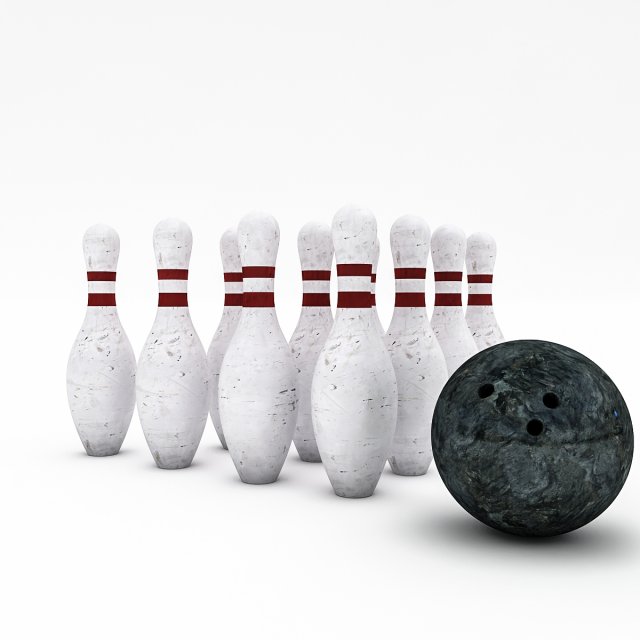 bowling ball and pin model 3D 模型 .c4d .max .obj .3ds .fbx .stl .blend 