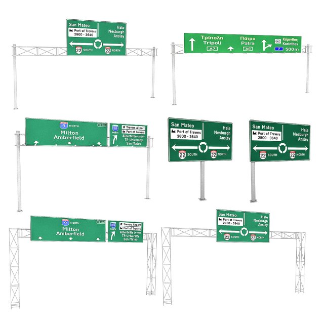 3d traffic signs 3D Модель .c4d .max .obj .3ds .fbx .stl .blend 
