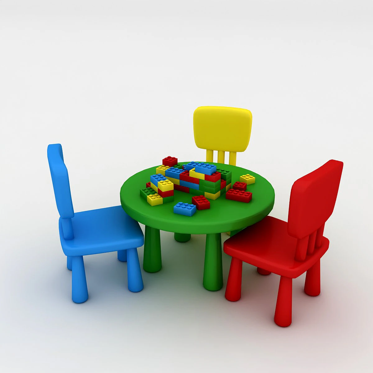 kindergarten table chair 3D Model .c4d .max .obj .3ds .fbx .stl .blend