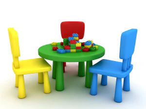 kindergarten table chair 3D Model
