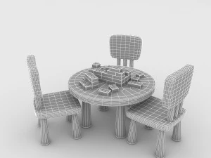 kindergarten table chair 3D Model