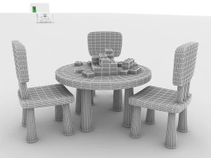 kindergarten table chair 3D Model