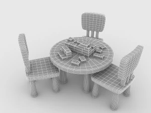 kindergarten table chair 3D Model