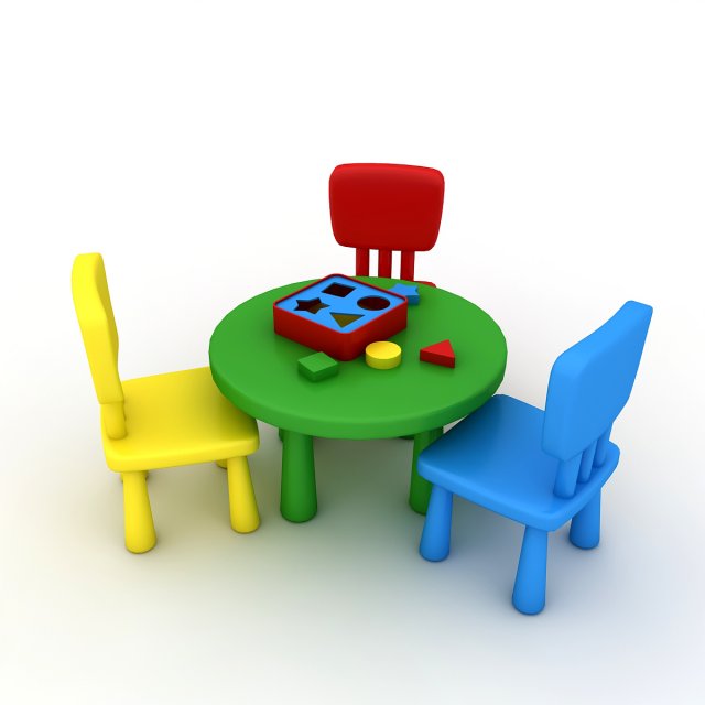 kindergarten table chair 02 3D 模型 .c4d .max .obj .3ds .fbx .stl .blend 