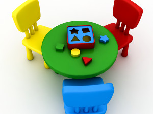 kindergarten table chair 02 3D 模型