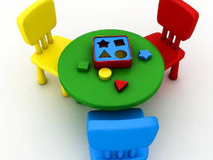 kindergarten table chair 02 3D Model