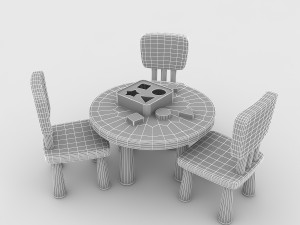 kindergarten table chair 02 3D 模型